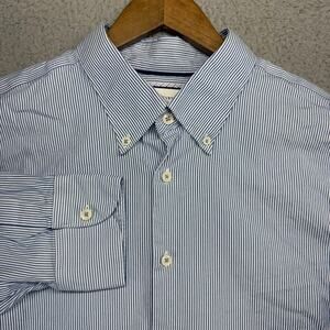 Charles Tyrwhitt Shirt Men's 18 / 36 Blue White Non Iron Classic Preppy Oxford